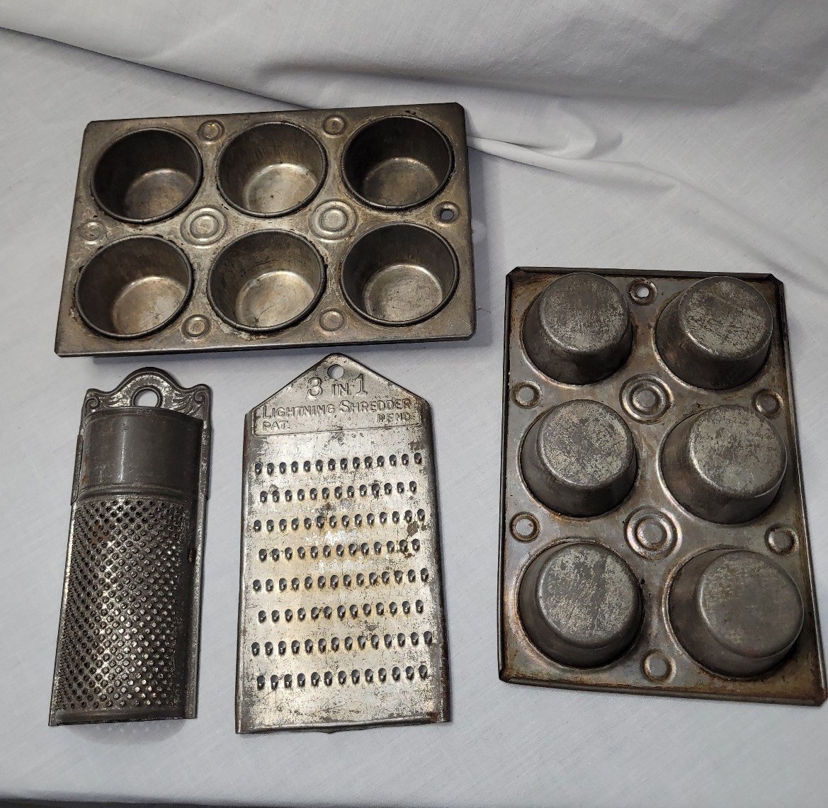 Vintage kitchen metalware assortment