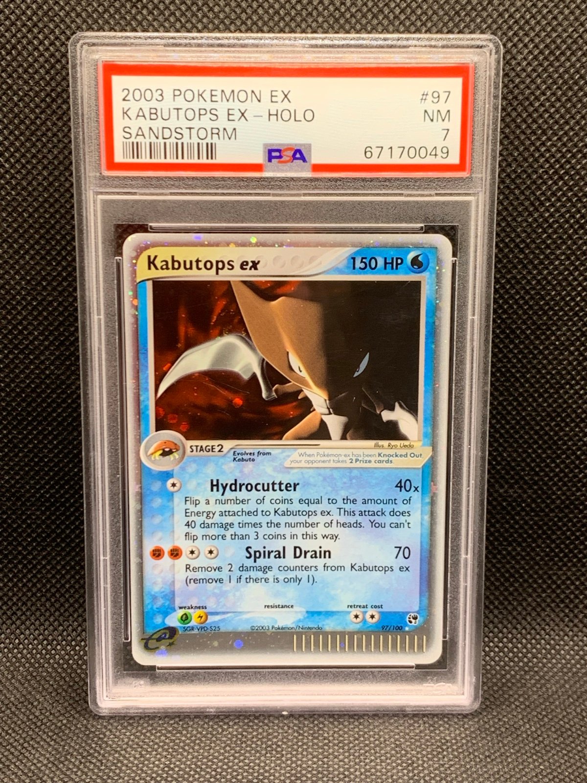 2003 Pokémon Ex Sandstorm #97 Kabutops Ex - Holo PSA 7