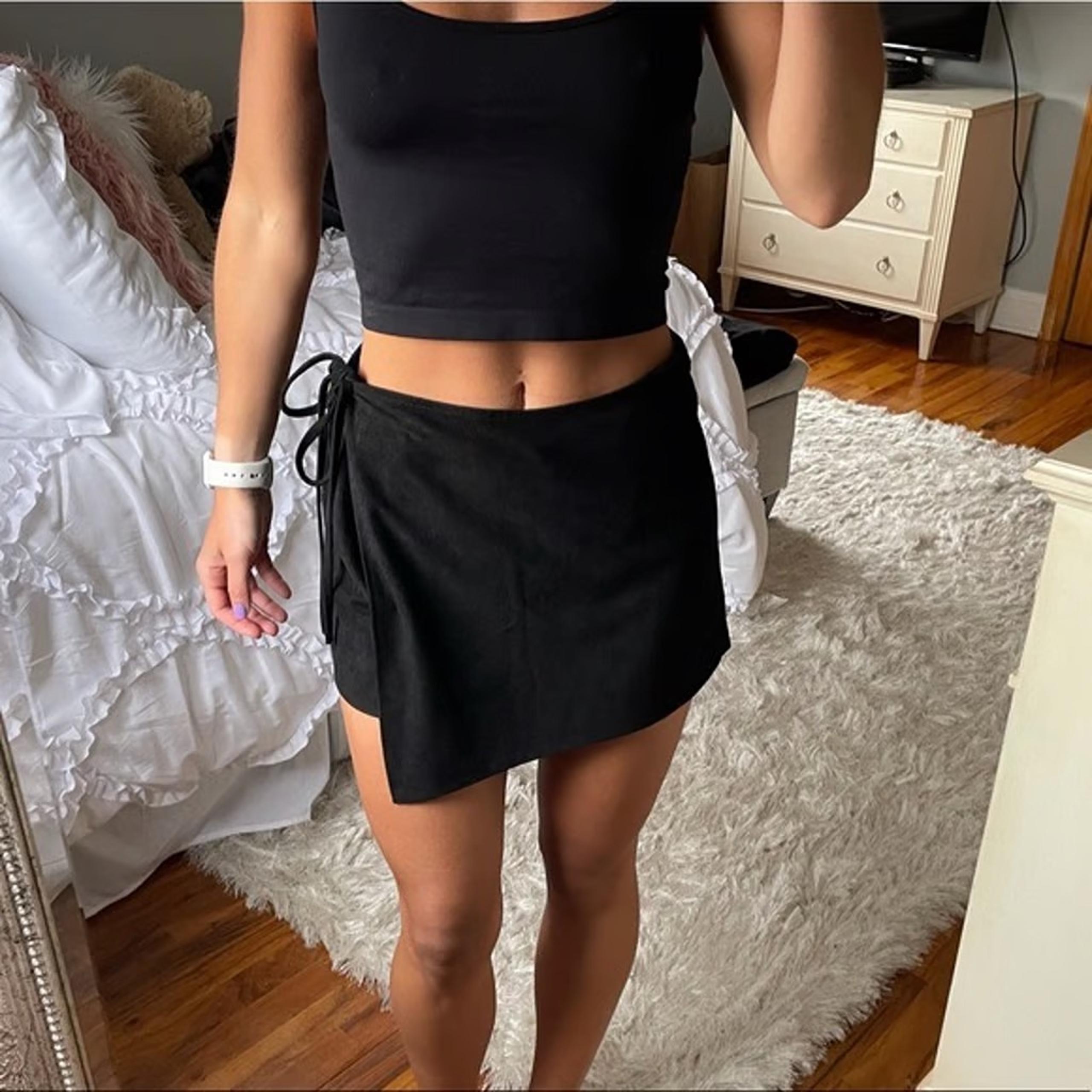 LF Mint Vanilla Black Velour/Velvet Wrap Skort