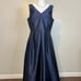 NORDSTROM ALFRED SUNG 16R Midnight Blue Satin V-Neck High/Low Gown RETAILS 231