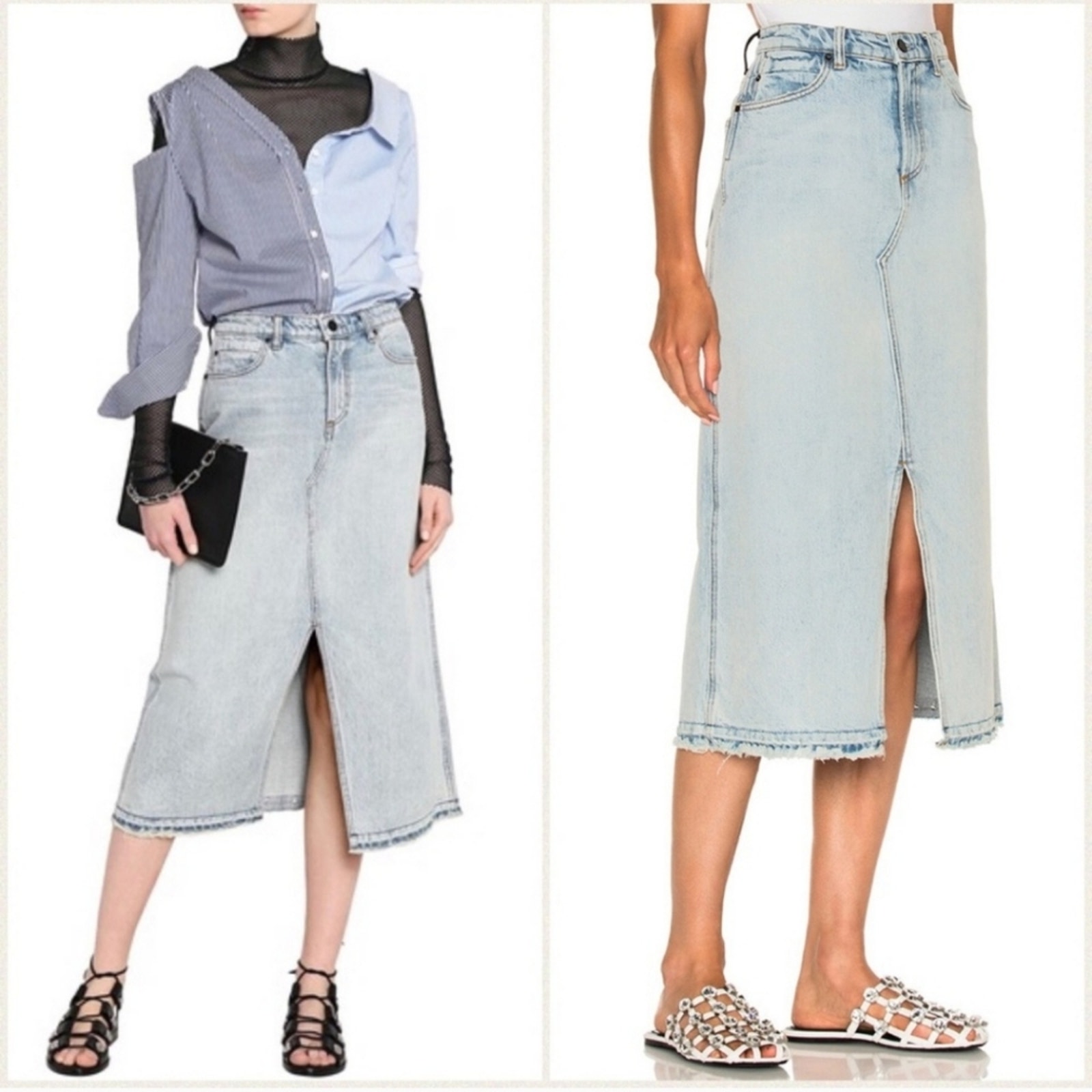 Alexander Wang X Bleach Denim A-line Midi Skirt 27