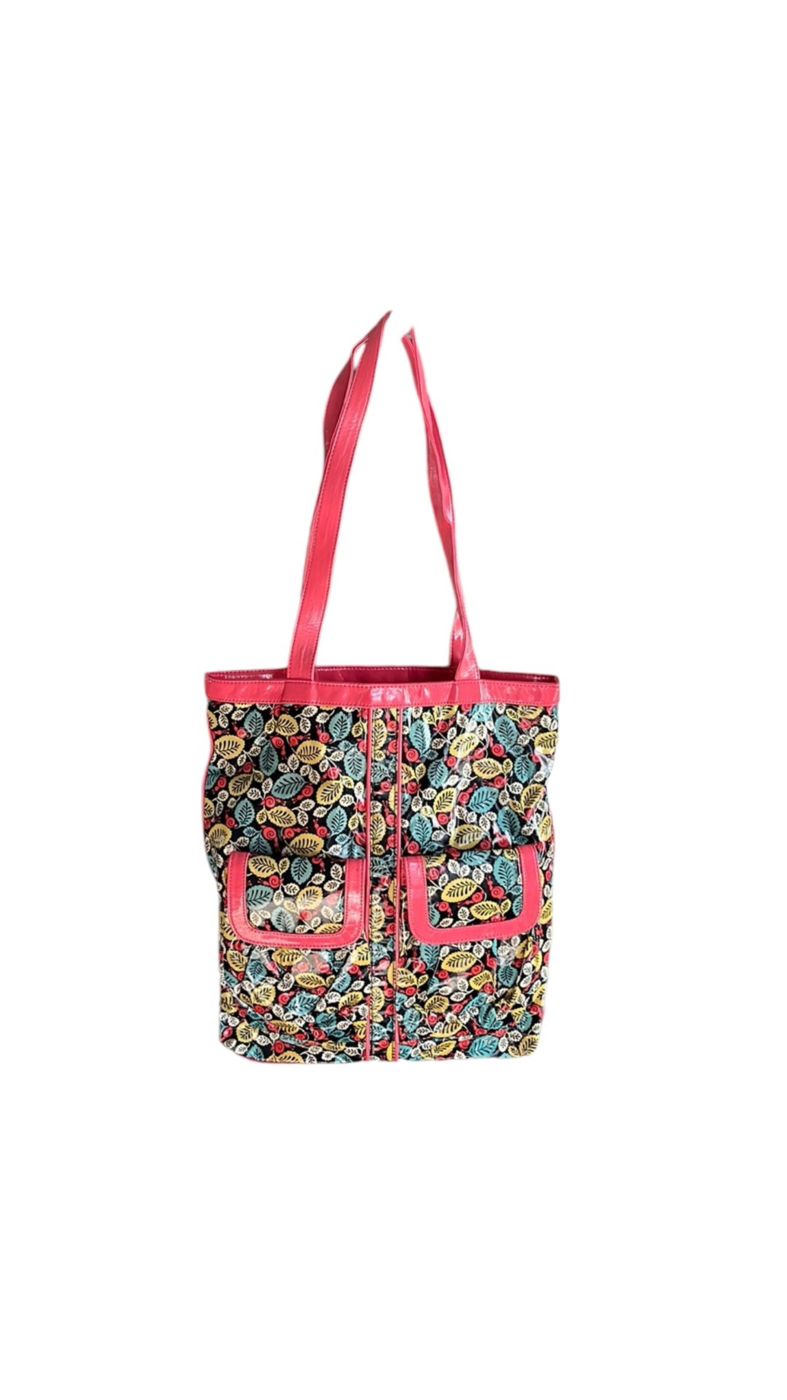Vera Bradley Womens Frill Tote Bag Happy Snails Dual Handle Flap Pockets