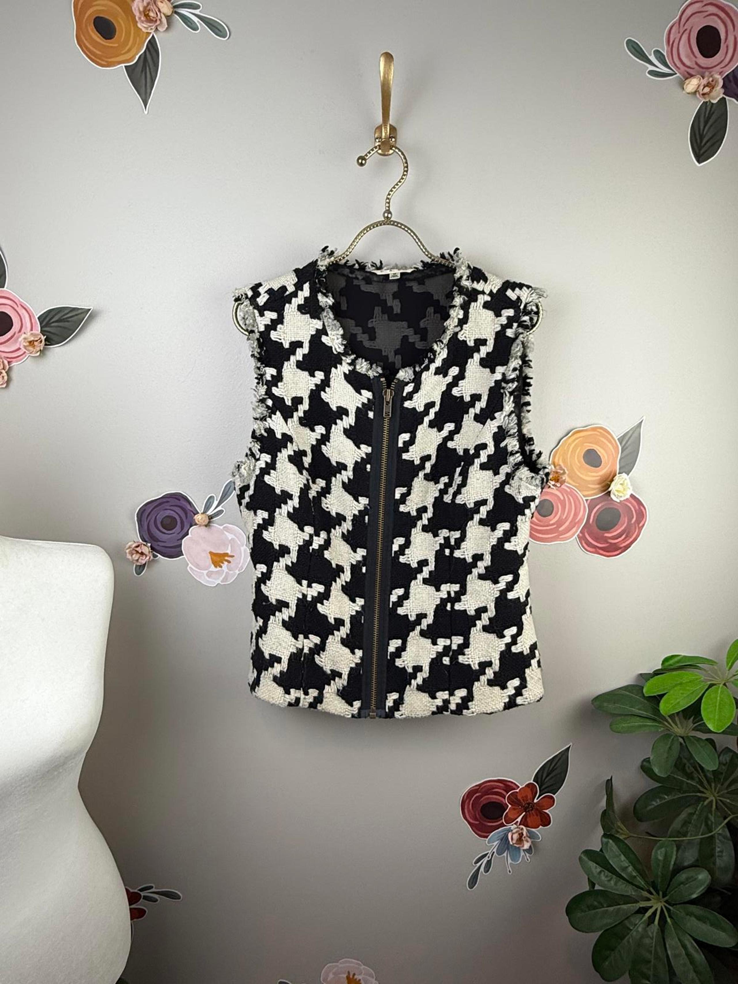 CAbi Women's Black and White Houndstooth Vest - Size - Medium
