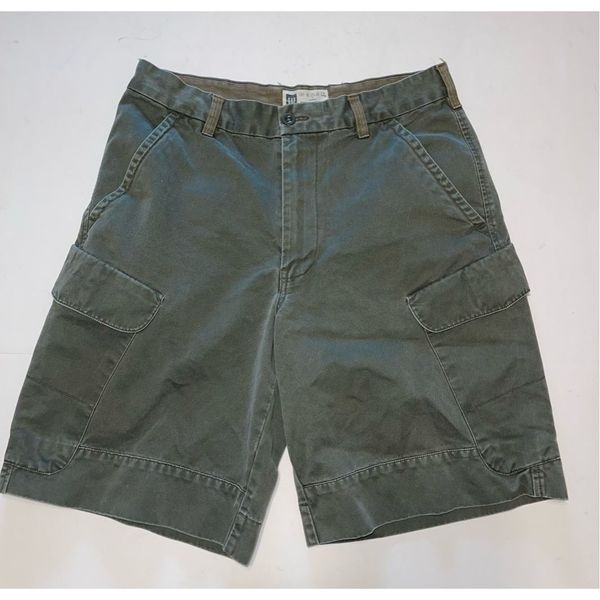 Vintage Gap Shorts Mens Sz 33 Green Slant Pocket Cargo Military Baggy