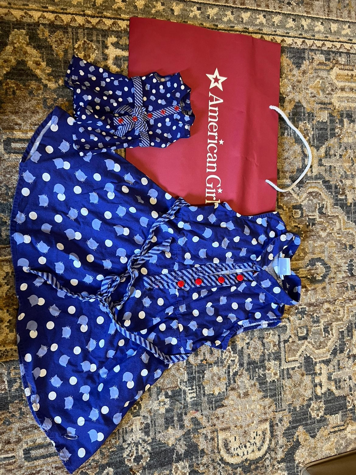 Matching dress for girl and doll american doll Purr-fect dots