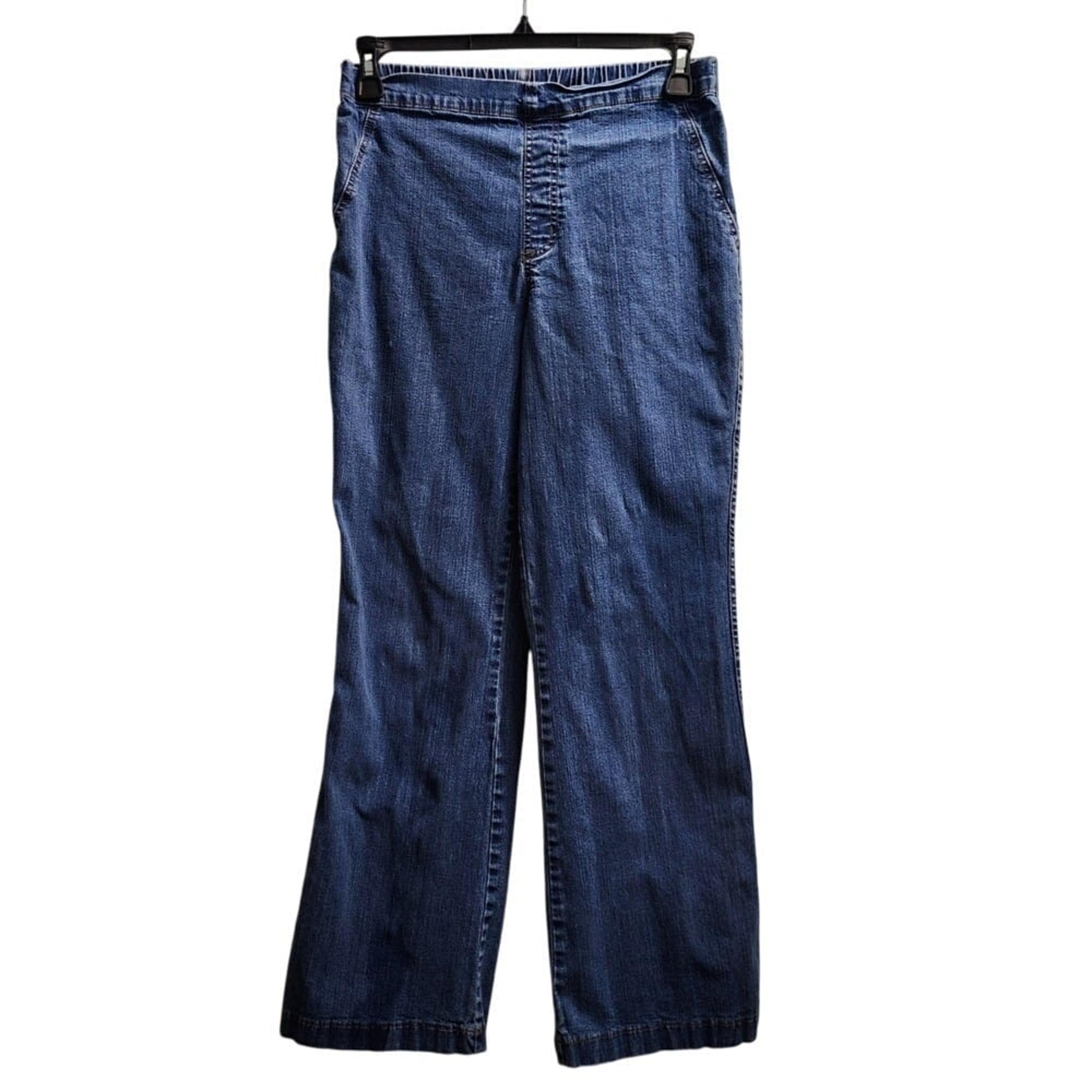 Soft Surroundings Denim Pants Pull On Elastic Waist Flare Leg Jeans Medium