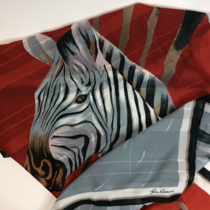 Vintage Gina Renoir Large Zebra Scarf