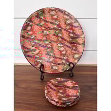 Vtg Asian Paper Mache Serving Tray with (5) Plates