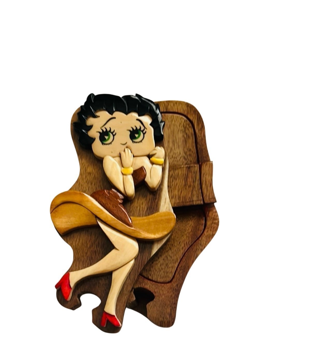1990s Betty Boop Artisan Wooden Puzzle Box