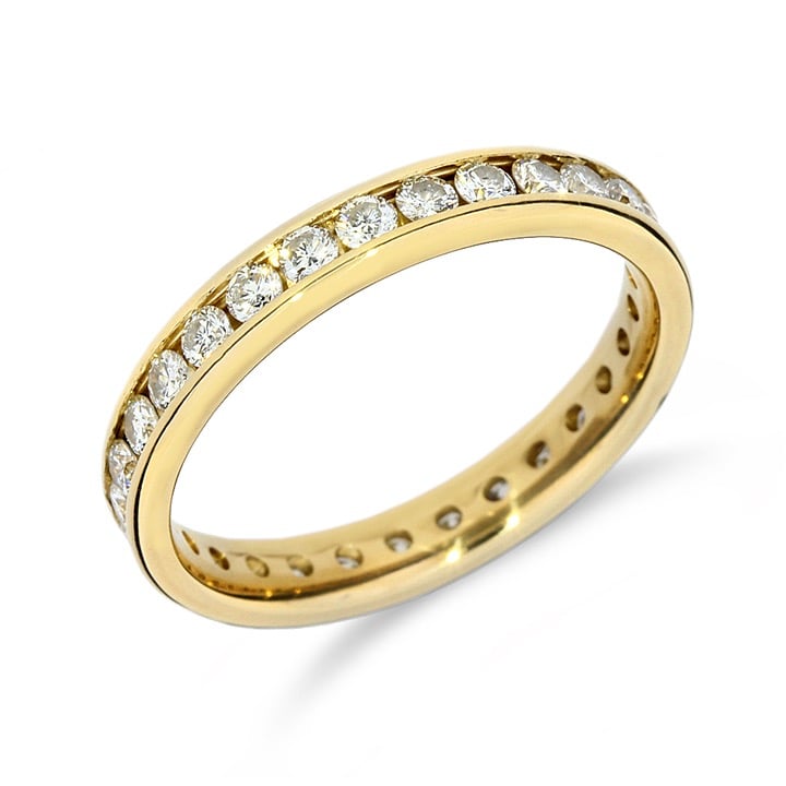 14K Yellow Gold .87ctw Natural Diamond Eternity Wedding, Stacking or Anniversary