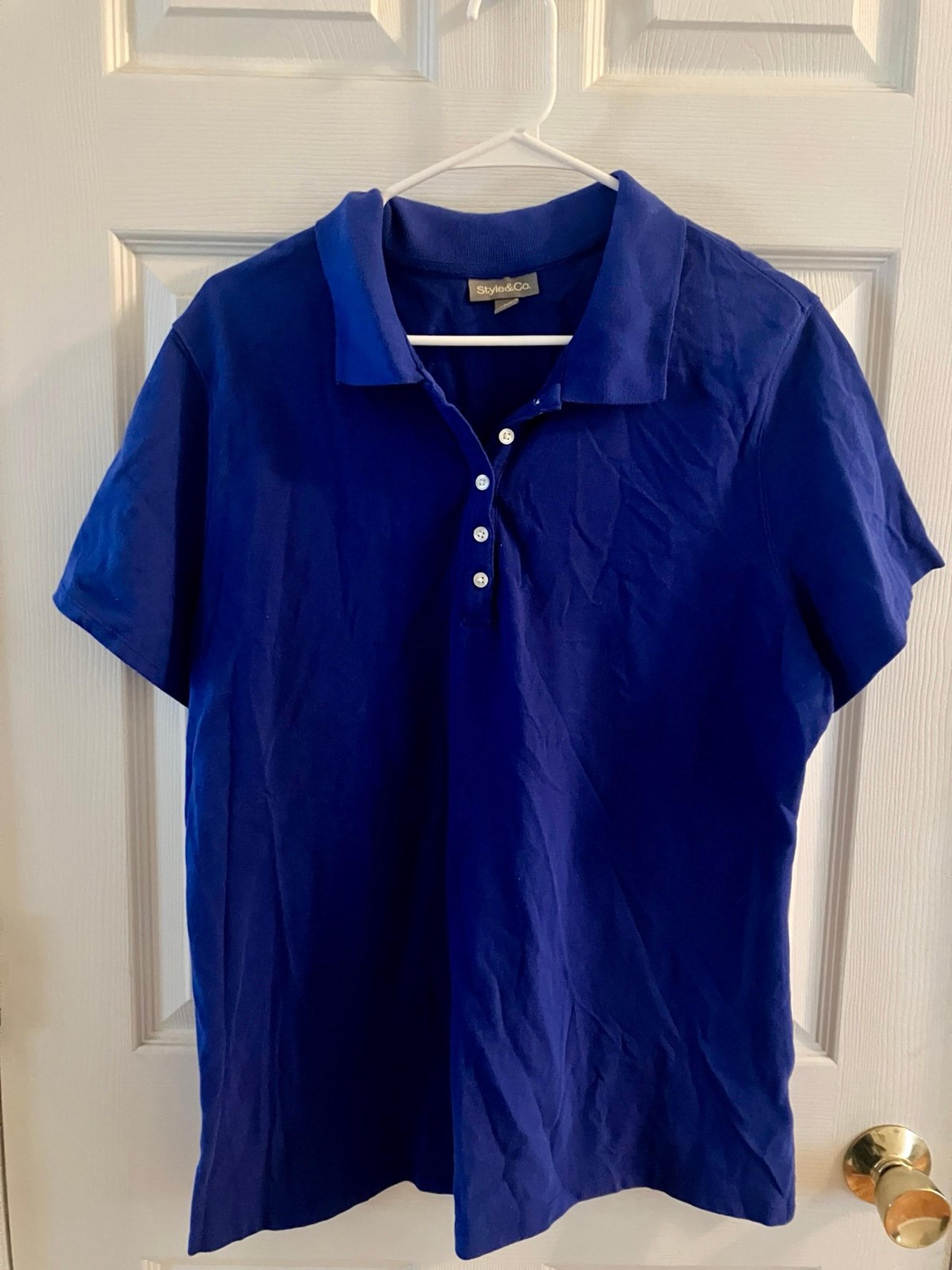 Women’s Royal Blue, Short sleeve Polo Shirt, From Style & Co., Size XL
