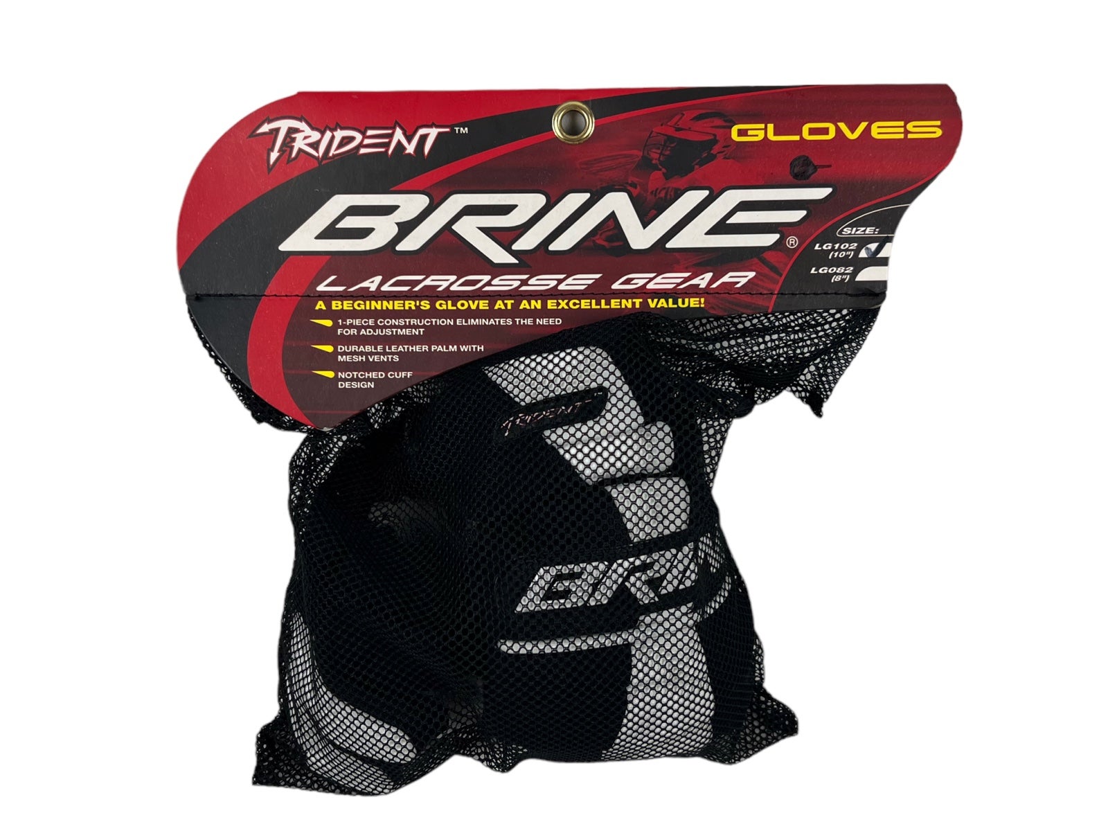 Brine Trident Gloves Lacrosse Gear Leather Palms LG 102 10” EUC