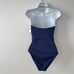 NWT Trina Turk Zebra Solid Lace Up Ribbon Navy Bandeau One Piece Swimsuit Size 6