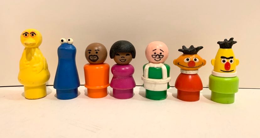 Vintage Fisher Price Sesame Street Little People Lot