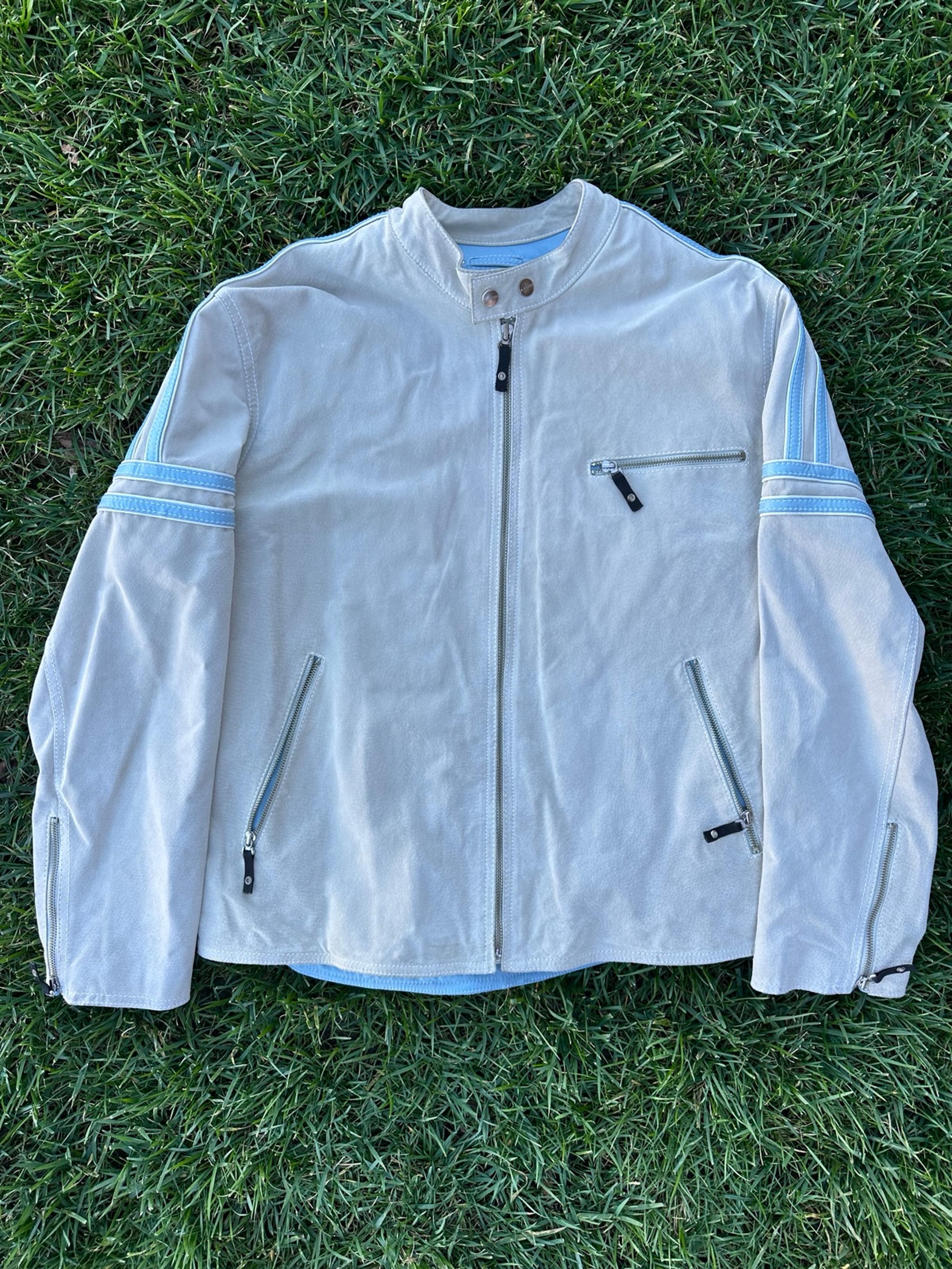 Vintage M. Julian Wilsons Leather Striped Sleeve Suede Moto Racer Jacket Mens XL