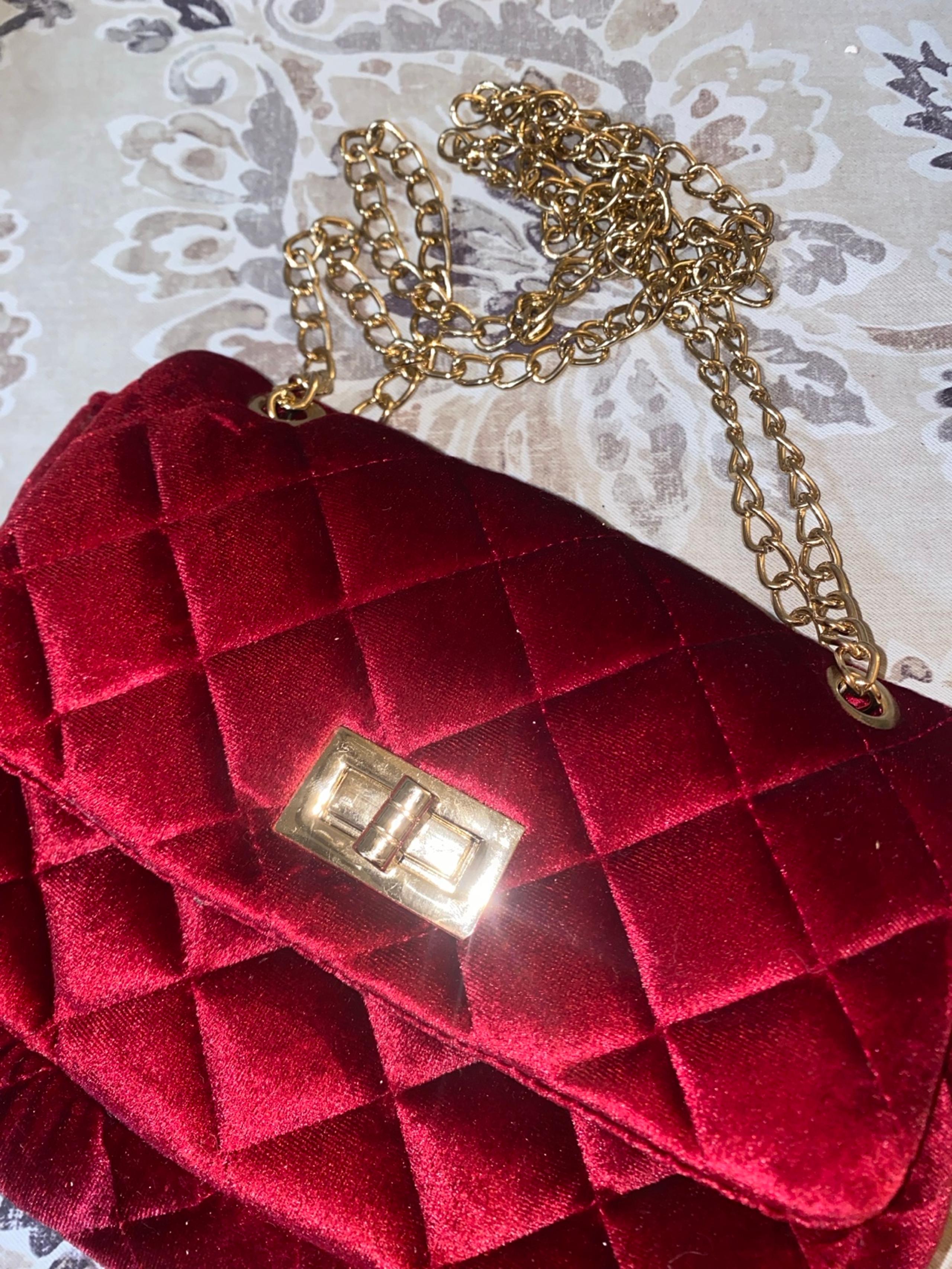 Red Velvet Gold Chain Shoulder/Crossbody Bag