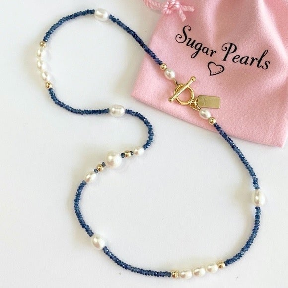 Pearl, Sapphire & 14K Gold Necklace