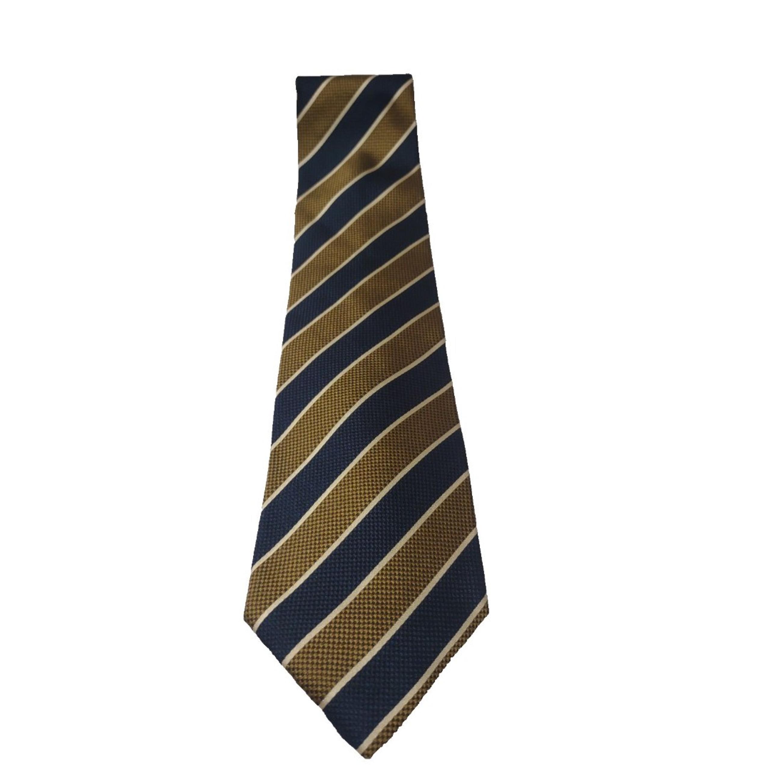 J Crew Blue/Gold 100% Silk Handmade Men's Classic Preppy Neck Tie
