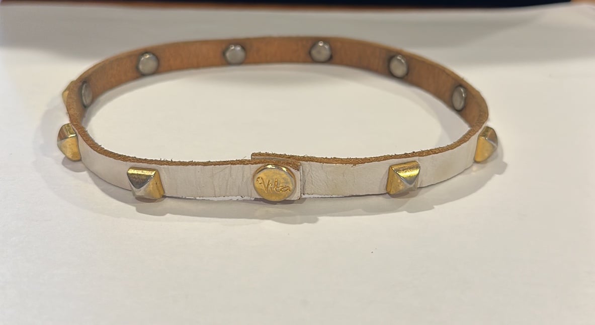 Vita Fede 14” inches Leather Studded Choker Necklace