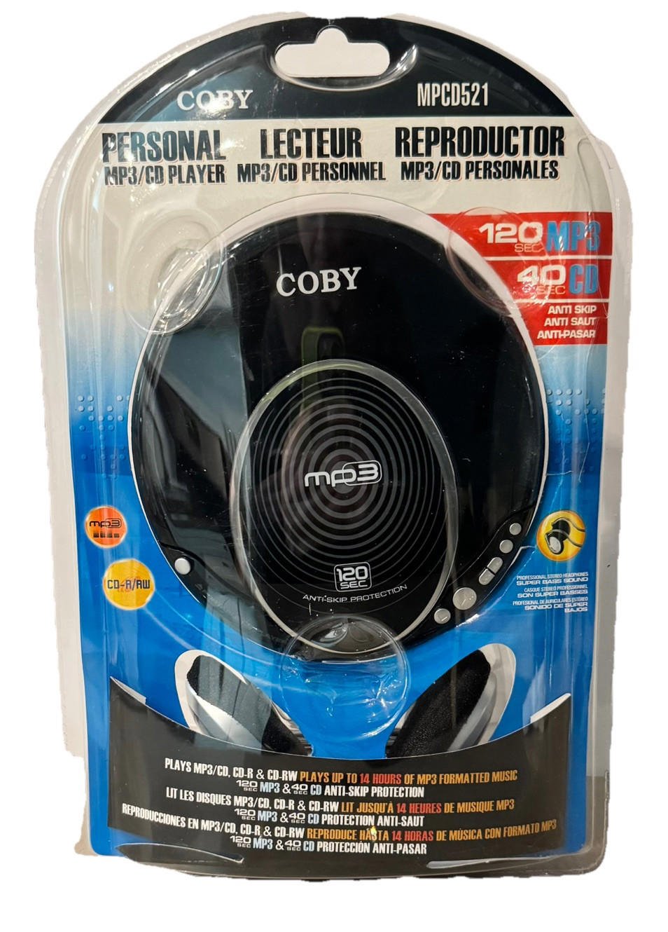 NEW 2010 Coby Personal MP3/CD Player Plus Super Bass Stereo Headphone MP-CD521