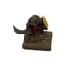 Sword wielding orc warlord with shield on stone slate spare game piece home deco