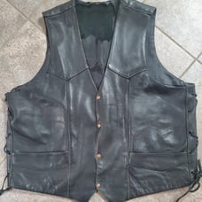 Mens Black Leather 2xl to 3xl Vest