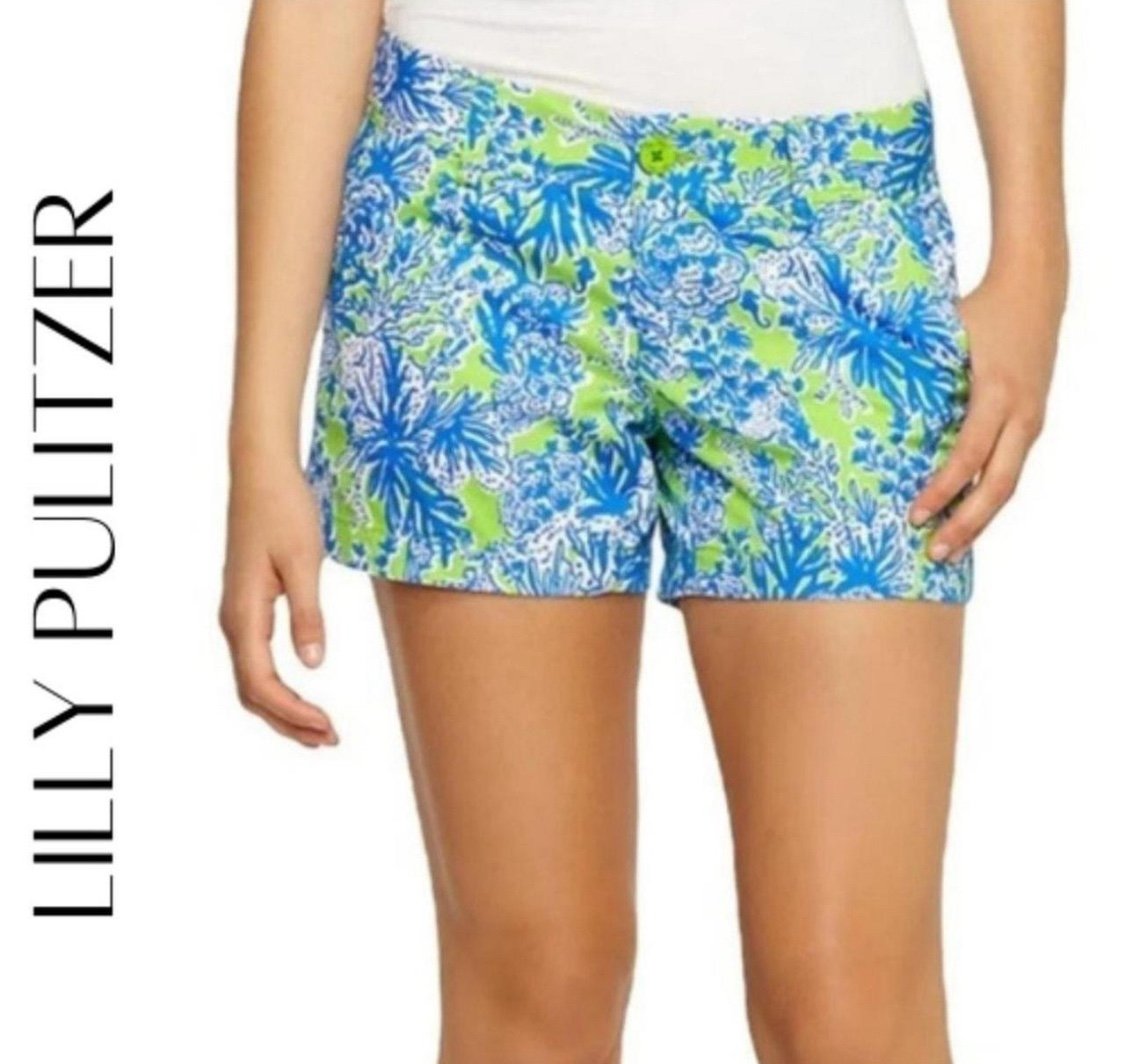 Lilly Pulitzer The Callahan Short Size 0 Print = Limeade Biggest Fan cotton