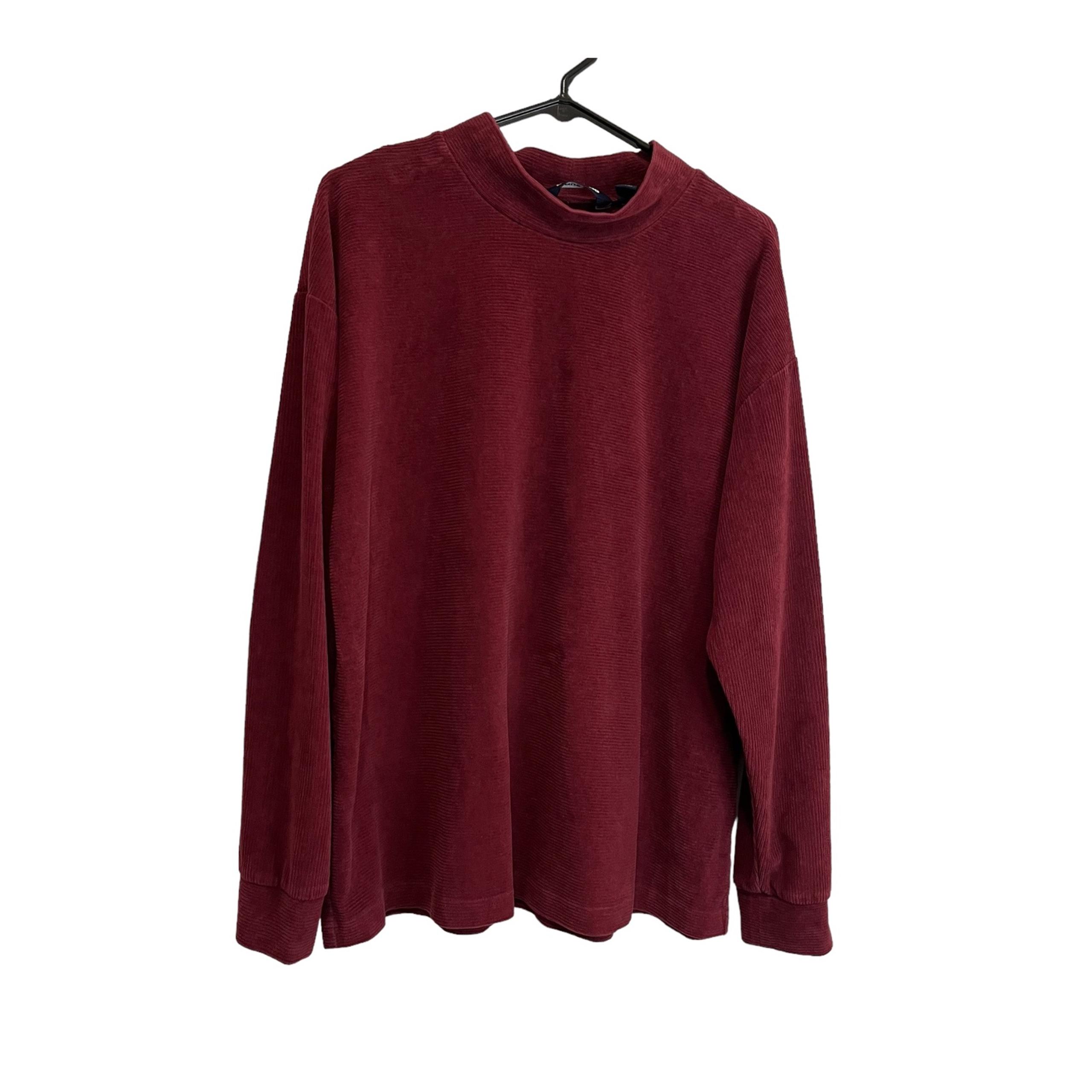 Lands End Ribbed Mock Neck Long Sleeve Burgundy Sweater Shirt Womens Size L
