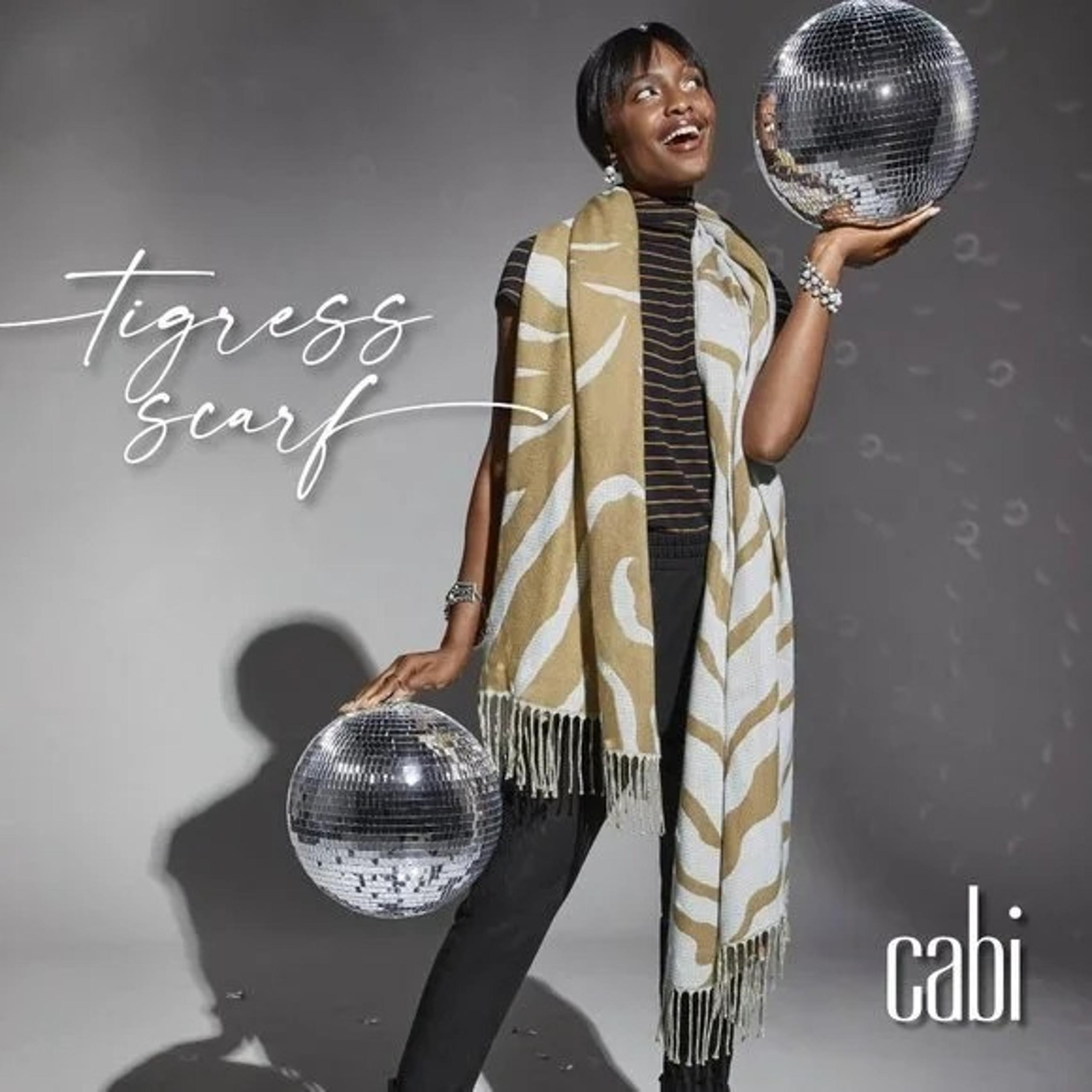 CABI Tigress REVERSIBLE Scarf Camel Gray OS #4268 NWOT