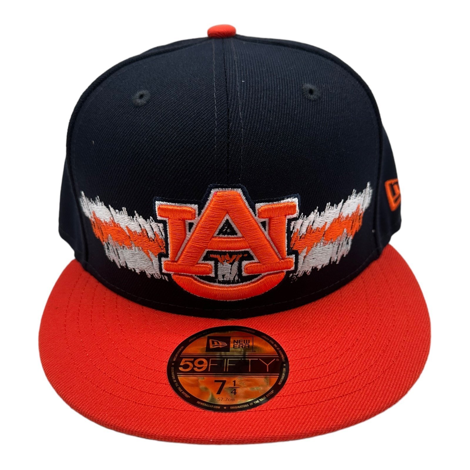 New Era 59Fifty Scribble Auburn Tigers Fitted Hat Cap Size 7 1/4 Blue Orange
