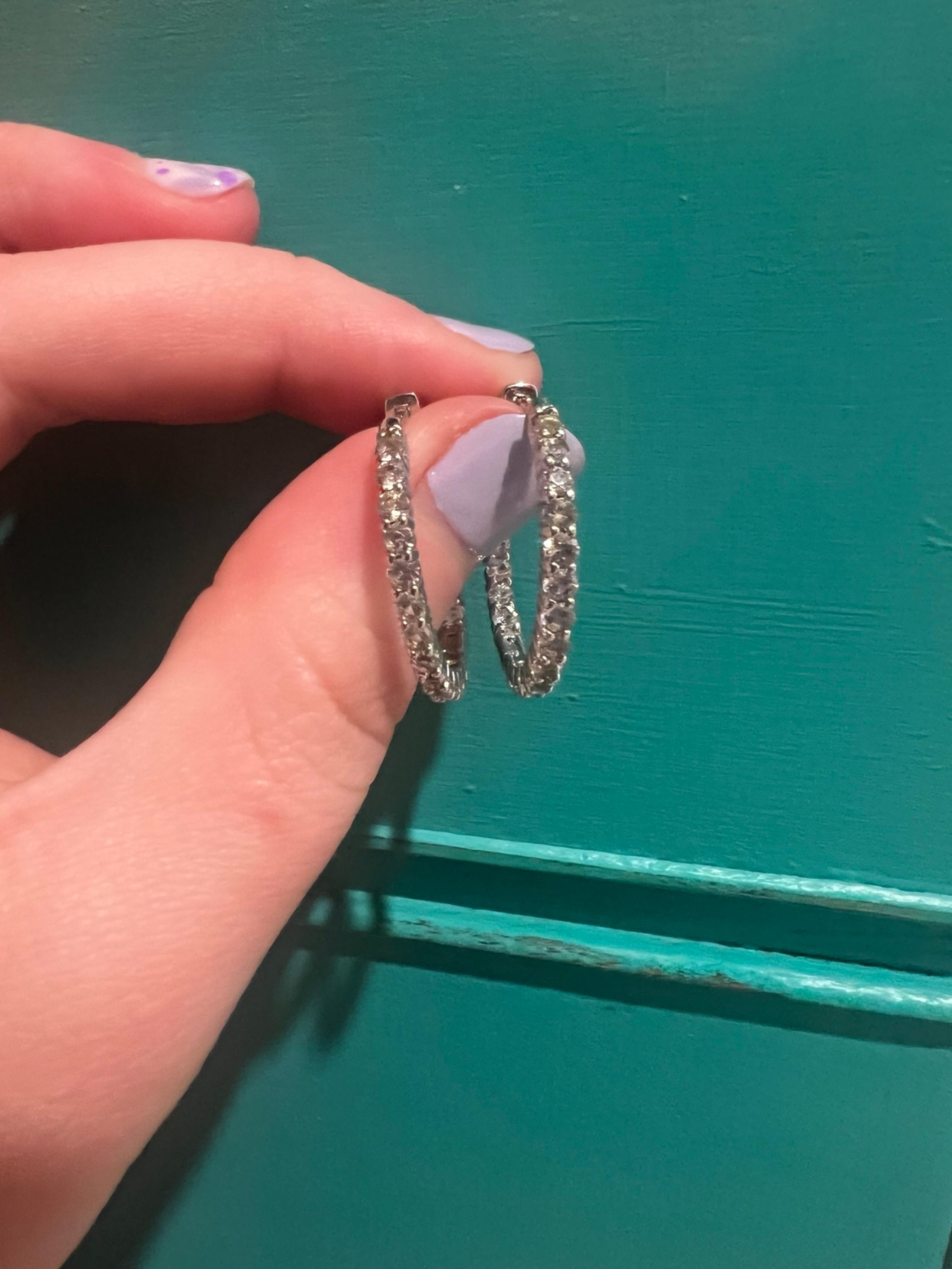 Sterling Silver White Sapphire Hoop Earrings