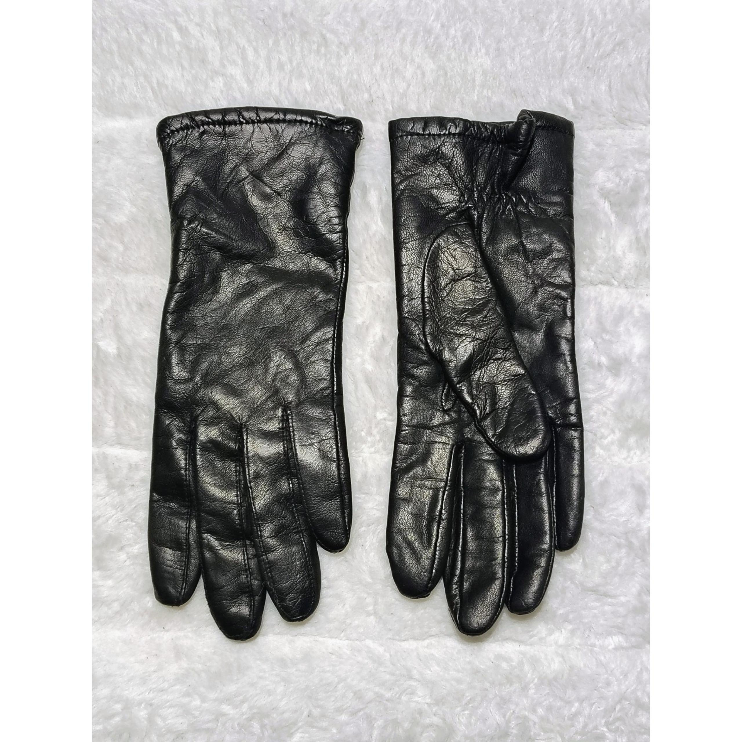 Vintage Fownes Womens Genuine Leather Gloves Size 7 Black Soft Lined