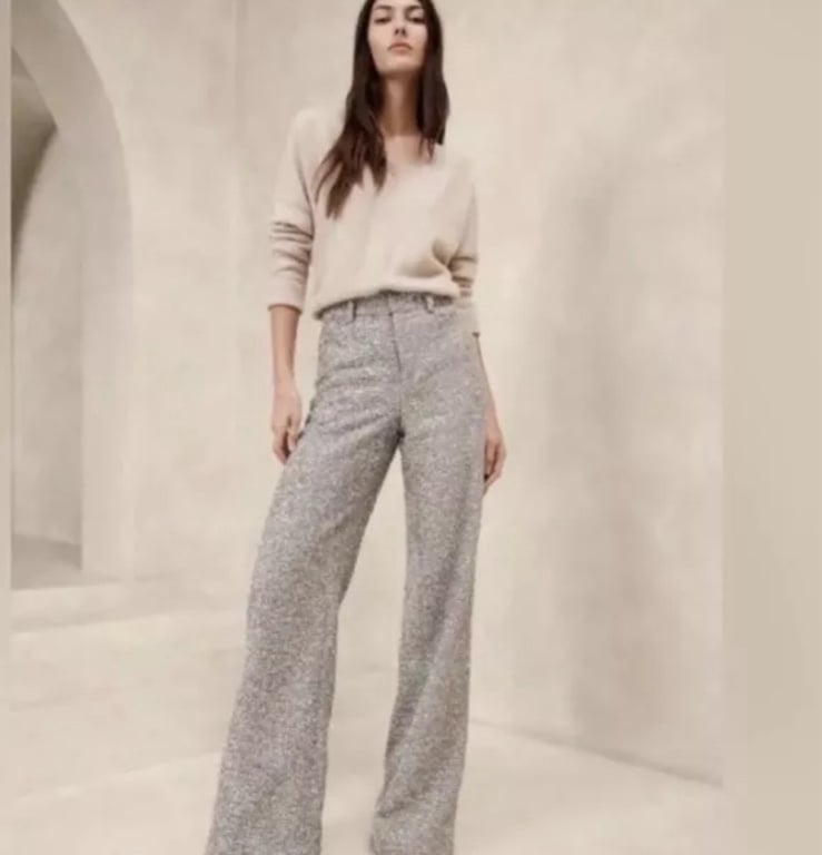 NWT Banana Republic Coleta Tinsel Tweed Wide-Leg Pant Sz. 00 FAB! 199 Sold Out!
