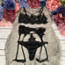 3 Pcs Black Lace Bra Panty Garter Belt Lingerie Set