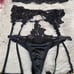 3 Pcs Black Lace Bra Panty Garter Belt Lingerie Set