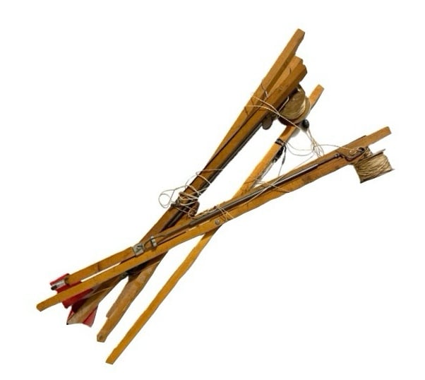 Vintage Wooden Ice Fishing Set Poles, Reels & Flags  Follow Us & See New Items 1