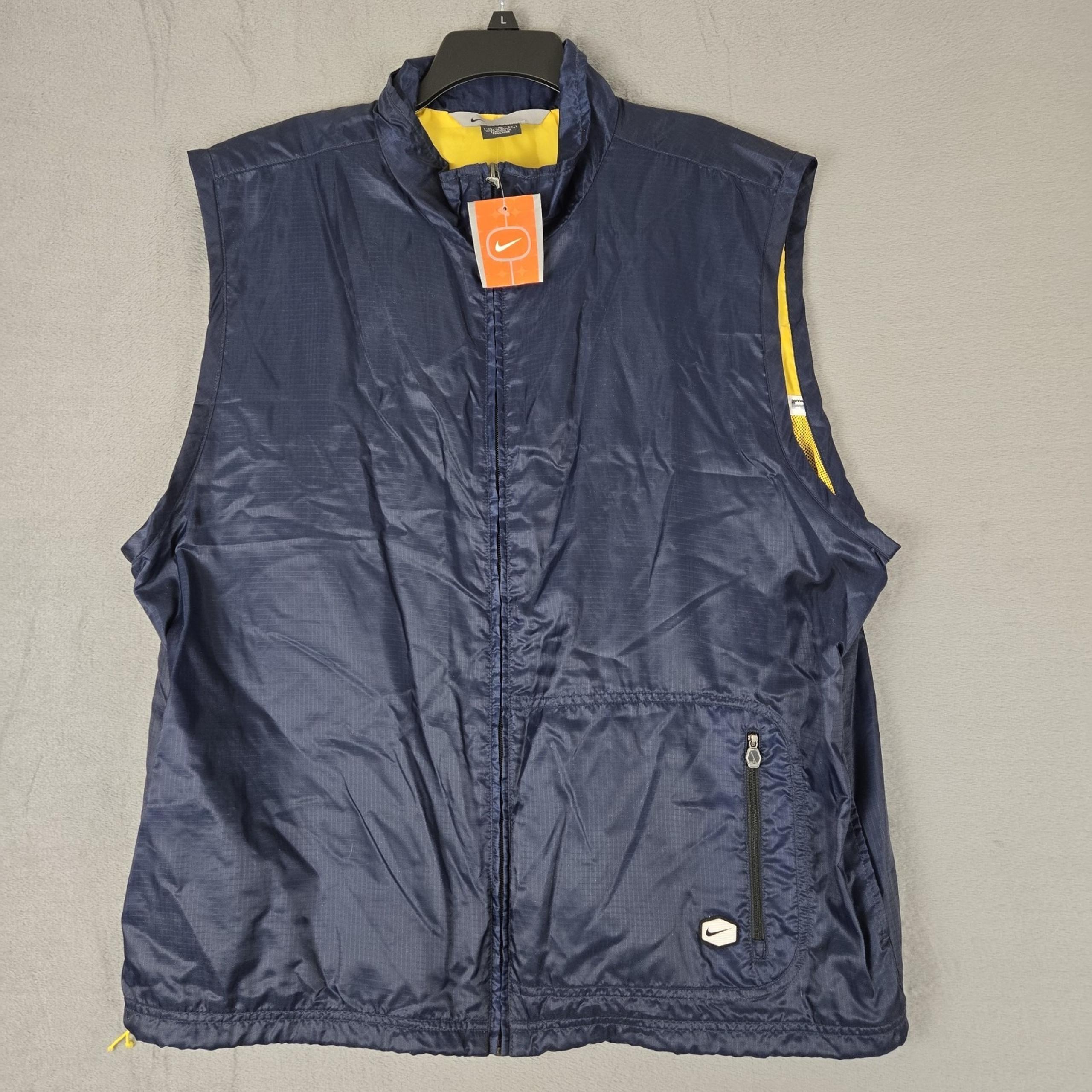 Vintage Nike Vest Windbreaker Mens Size XL Blue Full Zip Pockets Outdoor Y2K NWT