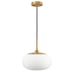 12” Single Opal Glass Pendant Light (Antique Brass Finish)