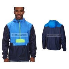 Columbia Blue/Green Pullover Windbreaker
