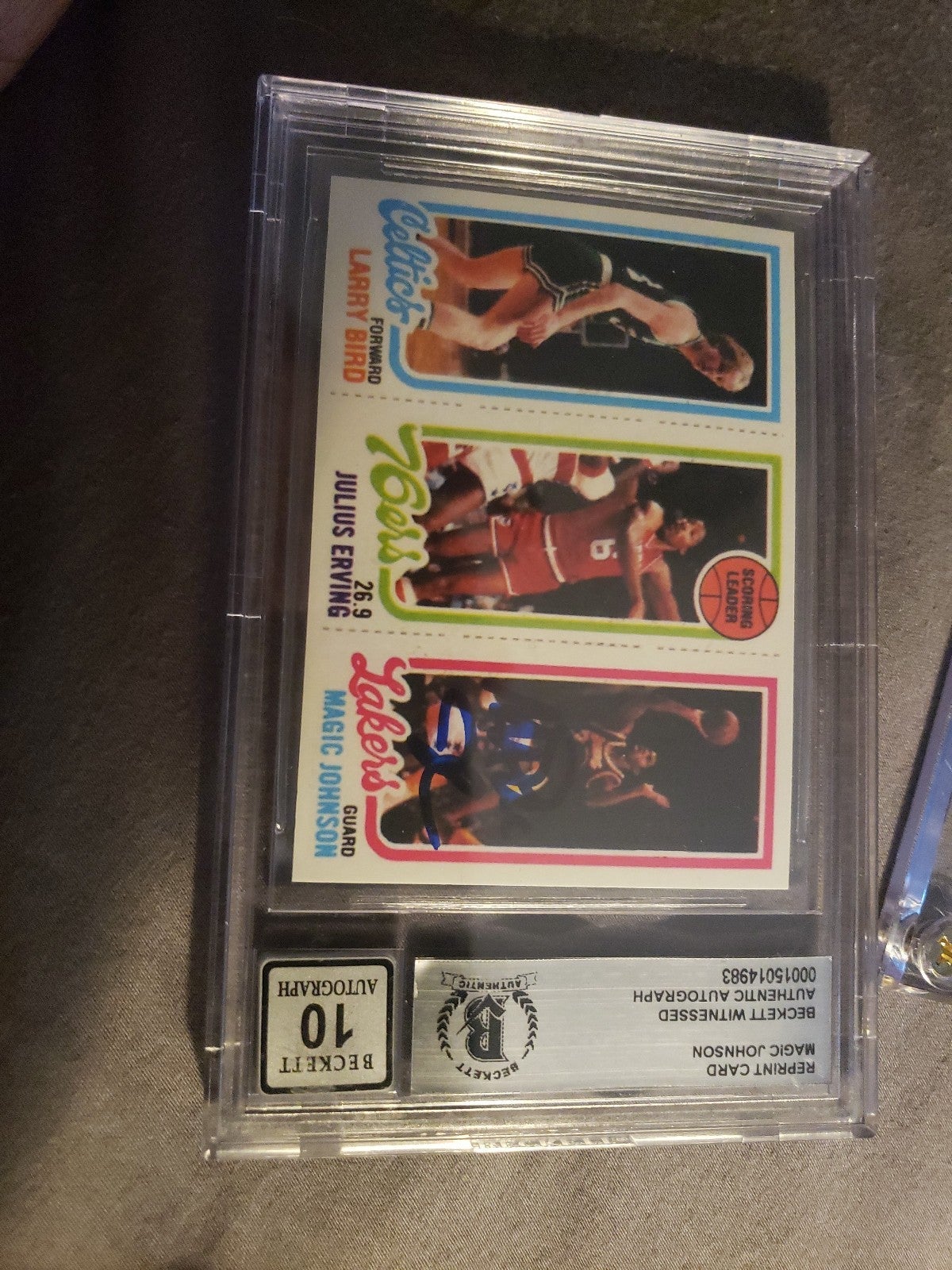 BECKETT Grade 10 magic/bird rookie autographed by magic