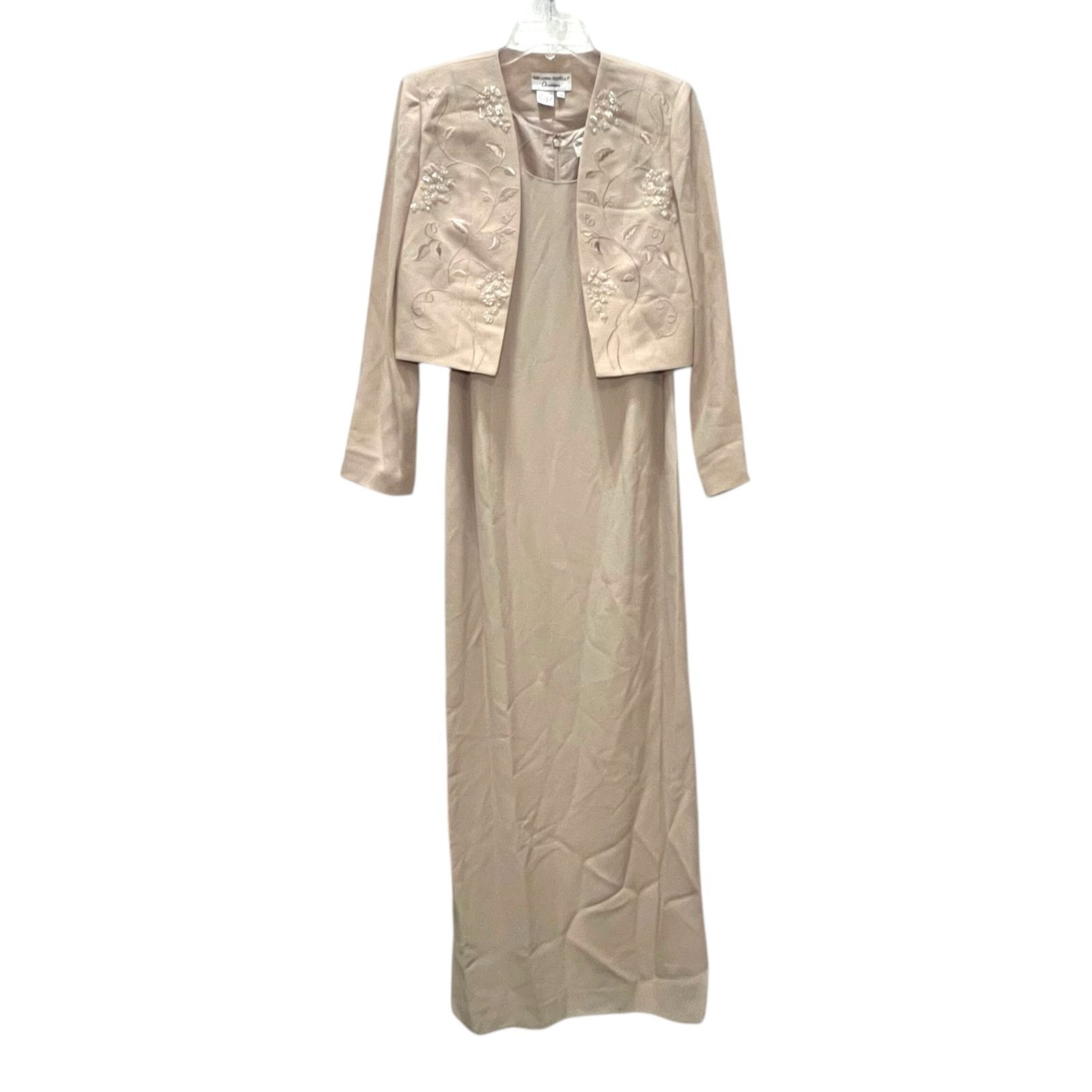 ADRIANNA PAPELL Occasions Embroidered Beaded Column Dress Blazer Size 10 NWT