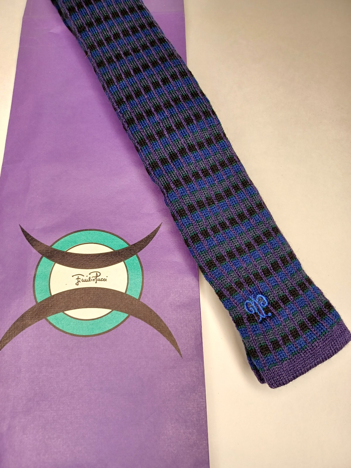 Vintage NOS 1960s Emilio Pucci Wool Knit Necktie