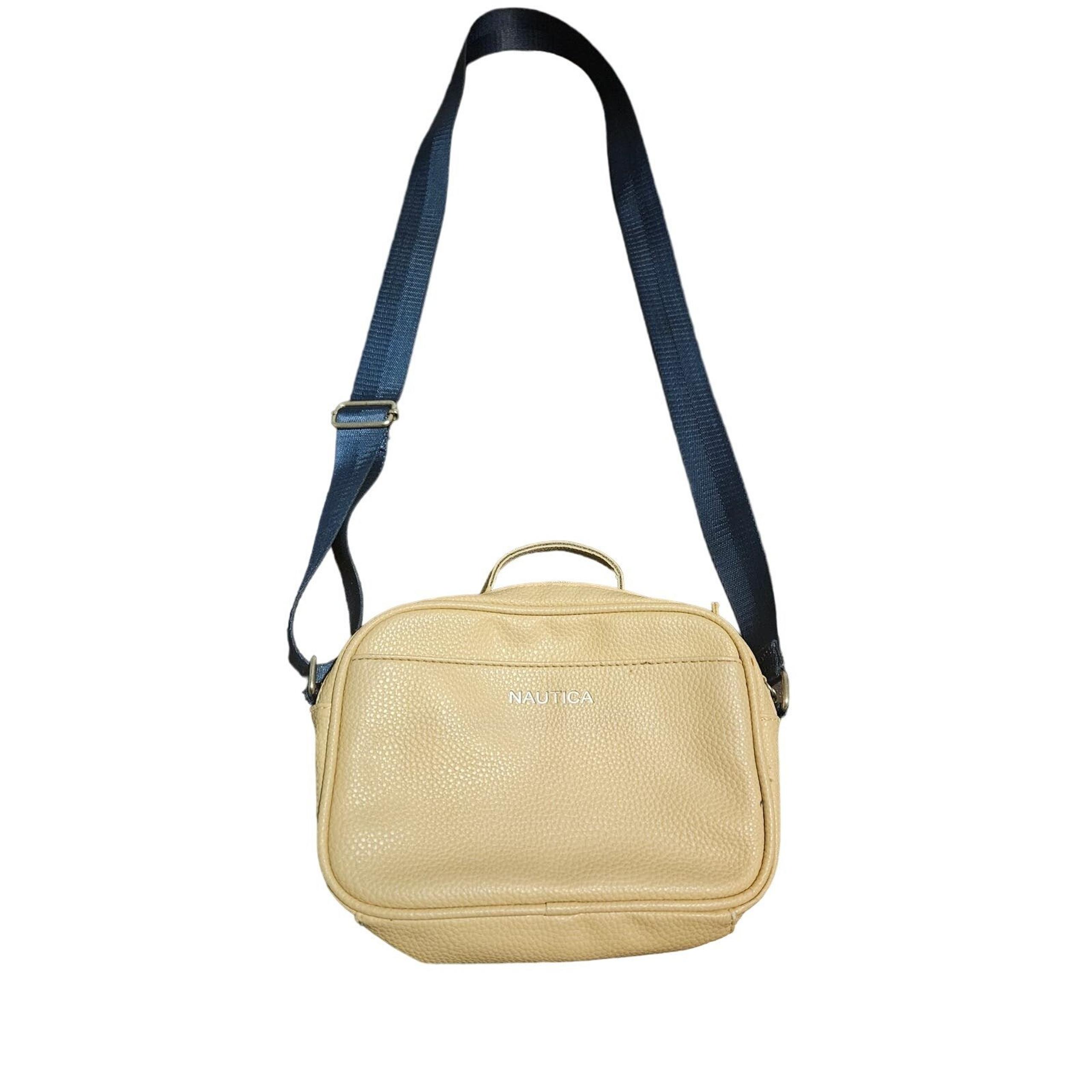 Nautica Crossbody Bag Tan/Navy Blue Shoulder Strap