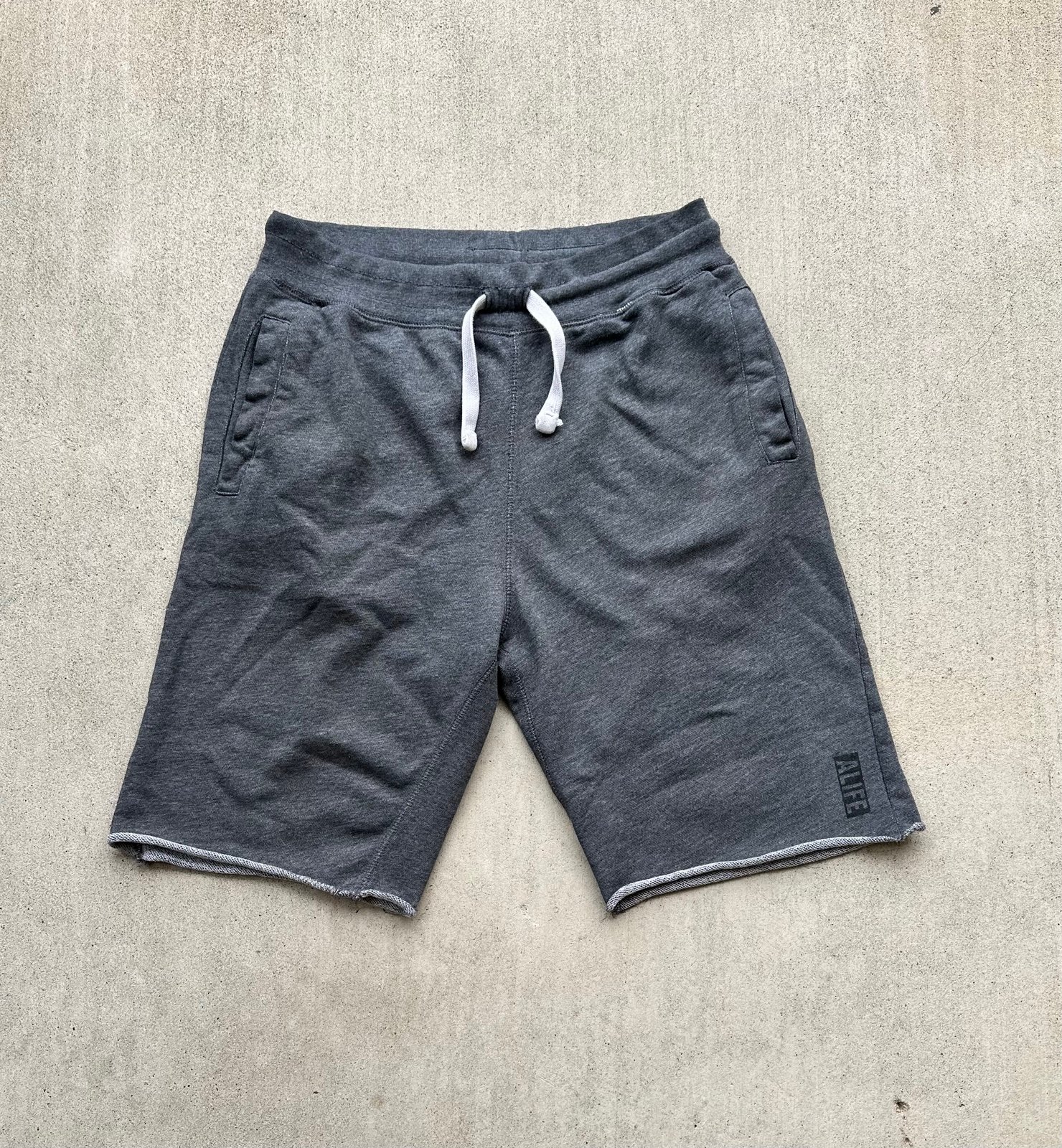Alife Cotton Terry Shorts Gray Size Small Drawstring Gym Casual Gray