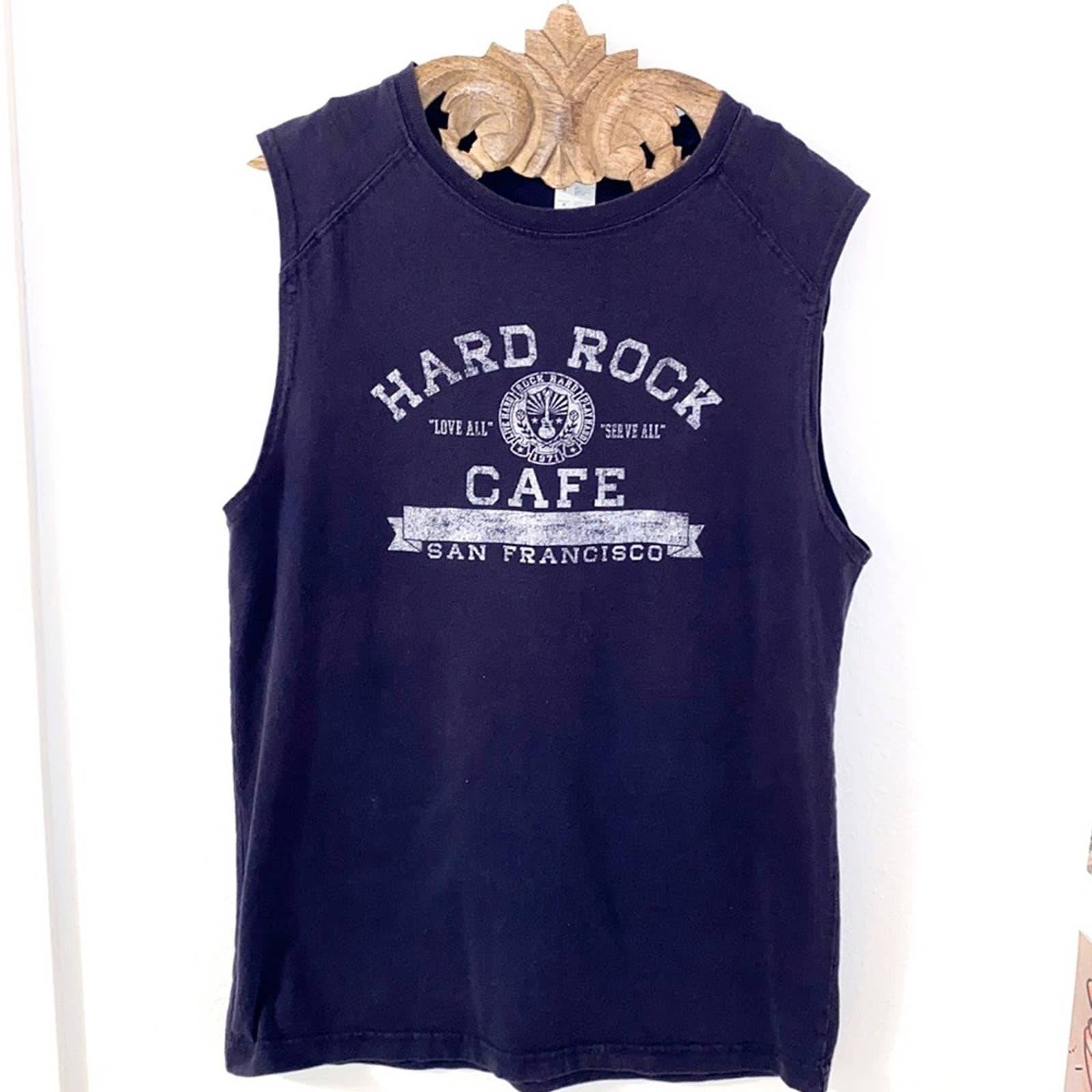 VINTAGE 90s HARD ROCK CAFE San Francisco Distressed Graphic Sleeveless Tee (M)
