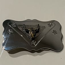 Vintage Chambers Belt Co. Western Bull Head Belt Buckle Silver-tone Original USA