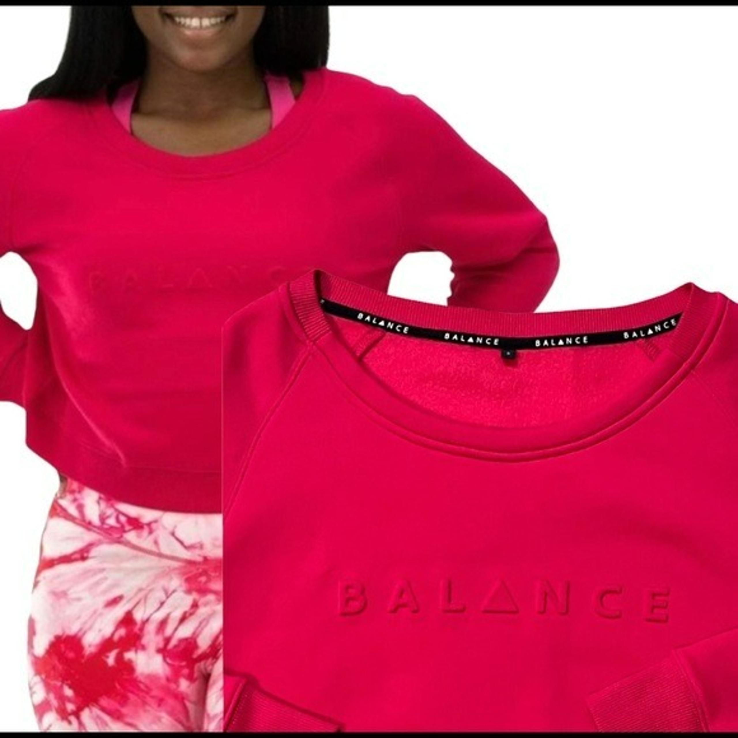 Balance Athletica The Essence  Crew Cropped Spellout Sweatshirt, Hot Pink, Small