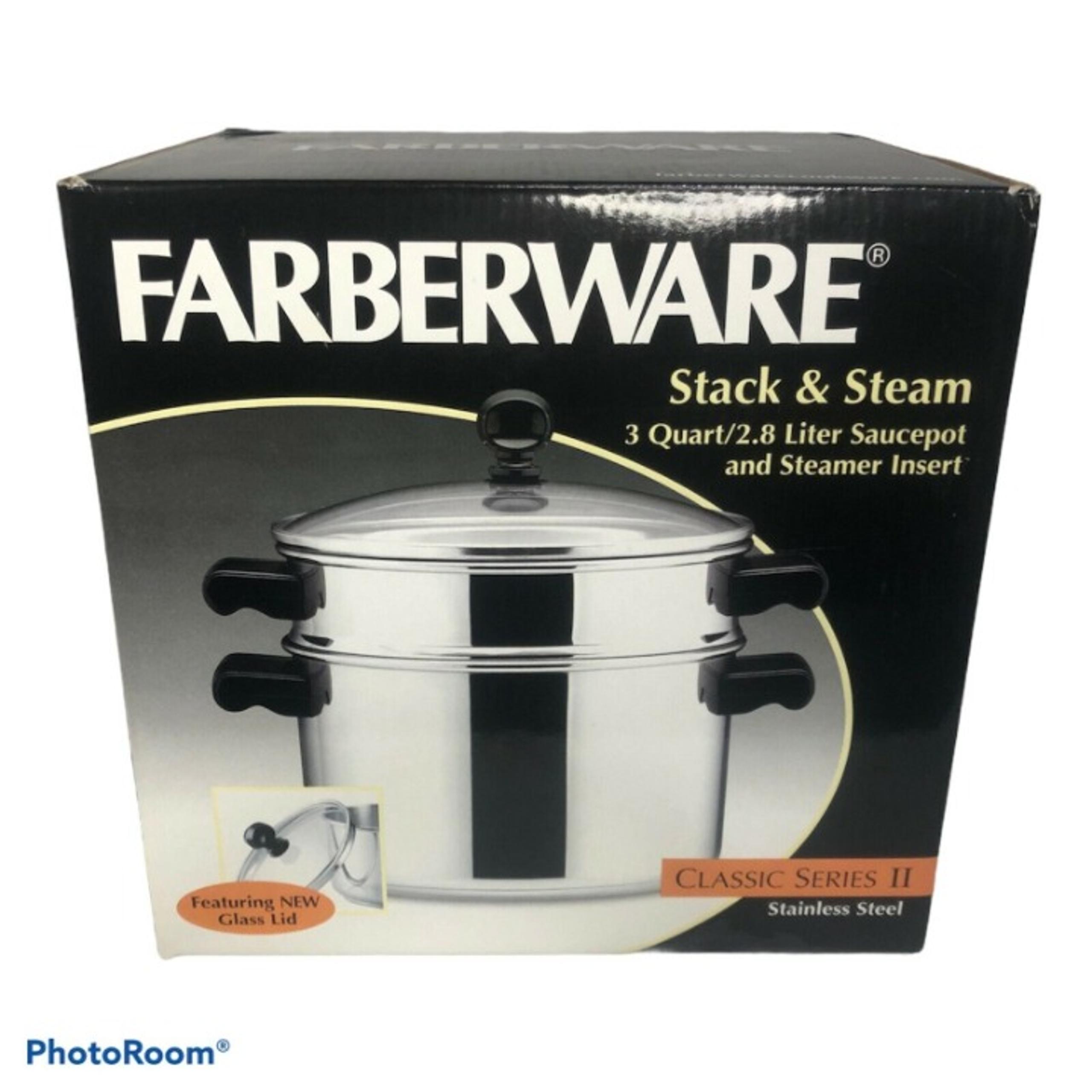 VTG Farberware Stainless Steel 3 Qt Saucepan 13N with Double Boiler Insert & Lid