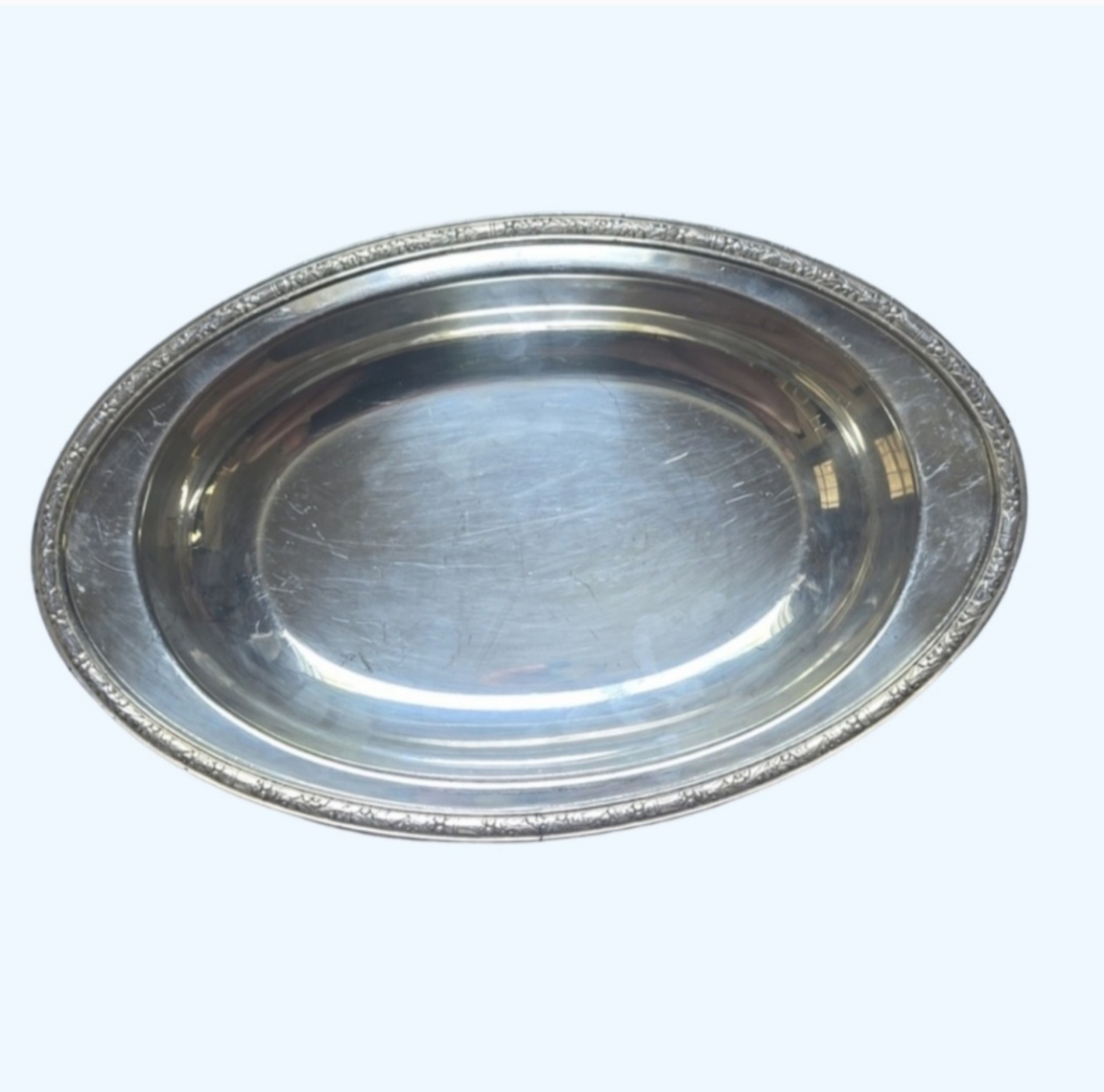Vintage Silver Oval Metal Oneida Ltd Bread/Serving Dining Tray-OS