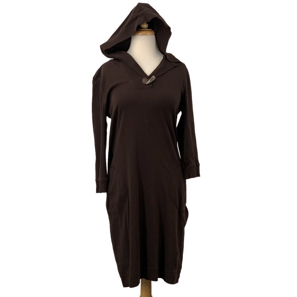 Lauren Ralph Lauren LRL Women's 3/4 Sleeve Pullover Hooded Dress Brown Size M